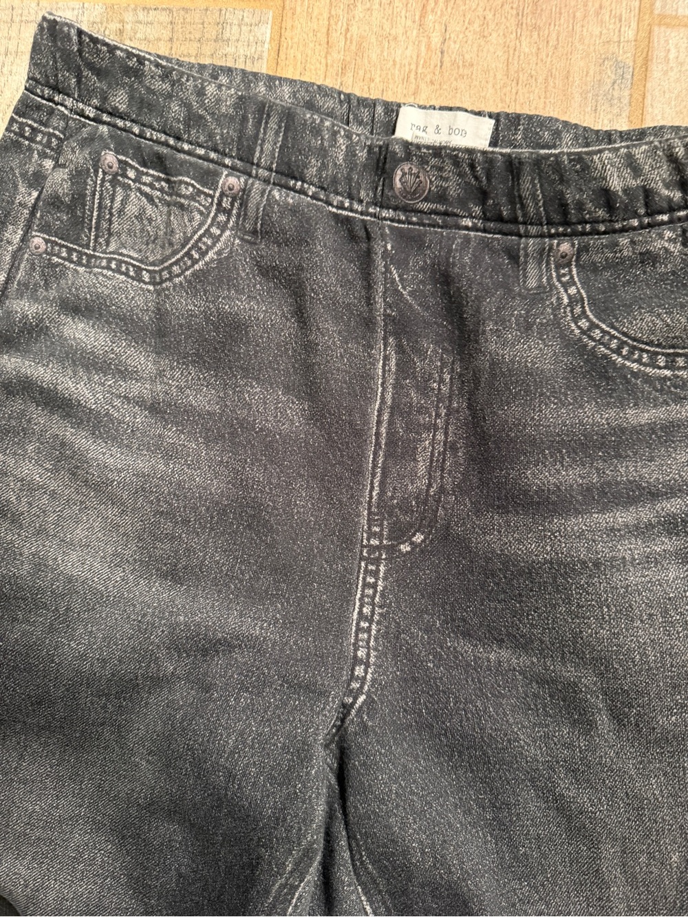 rag & bone Miramar Printed Sweatpant Wide-Leg Jeans Cotton Medium Washed Black - Picture 4 of 9